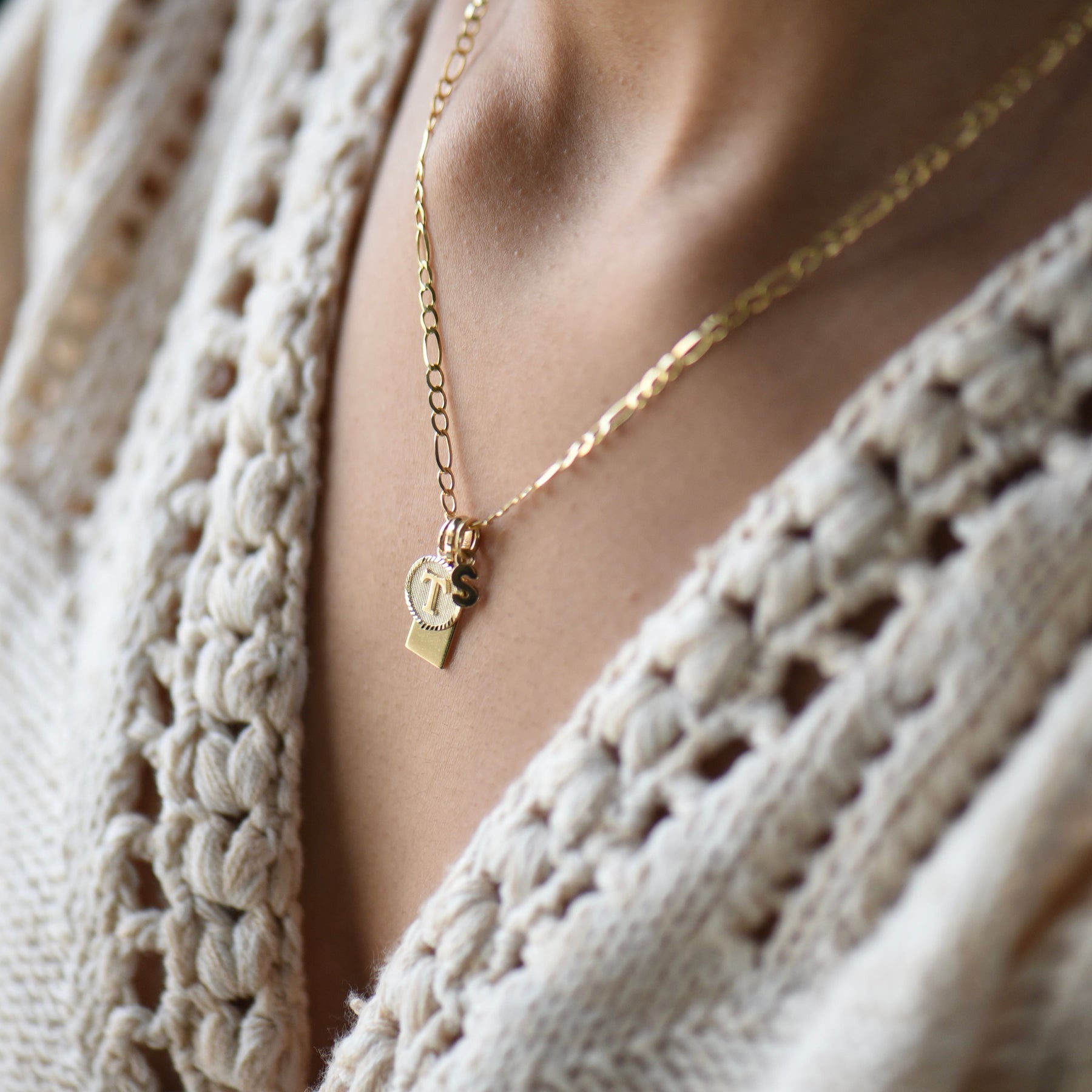 10K Gold Engravable Dog Tag Charm