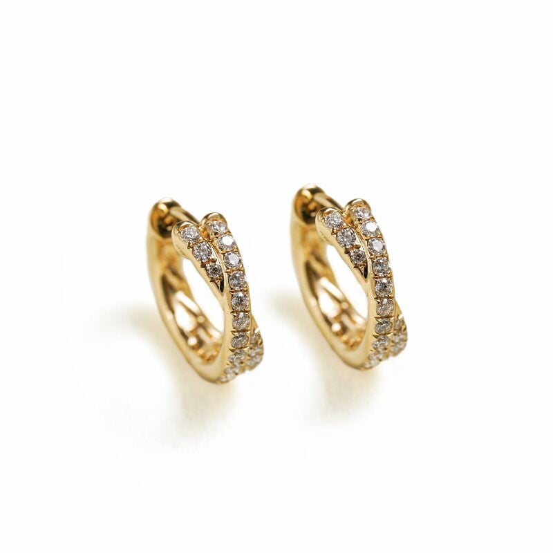 Cross Double Huggie Hoops