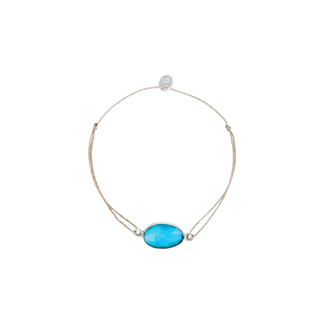 Turquoise Bezel Cord Bracelet