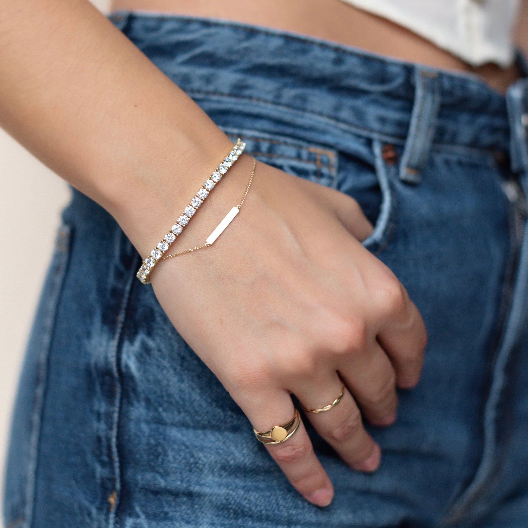 14k Gold Mimi Tiny Bar Bracelet