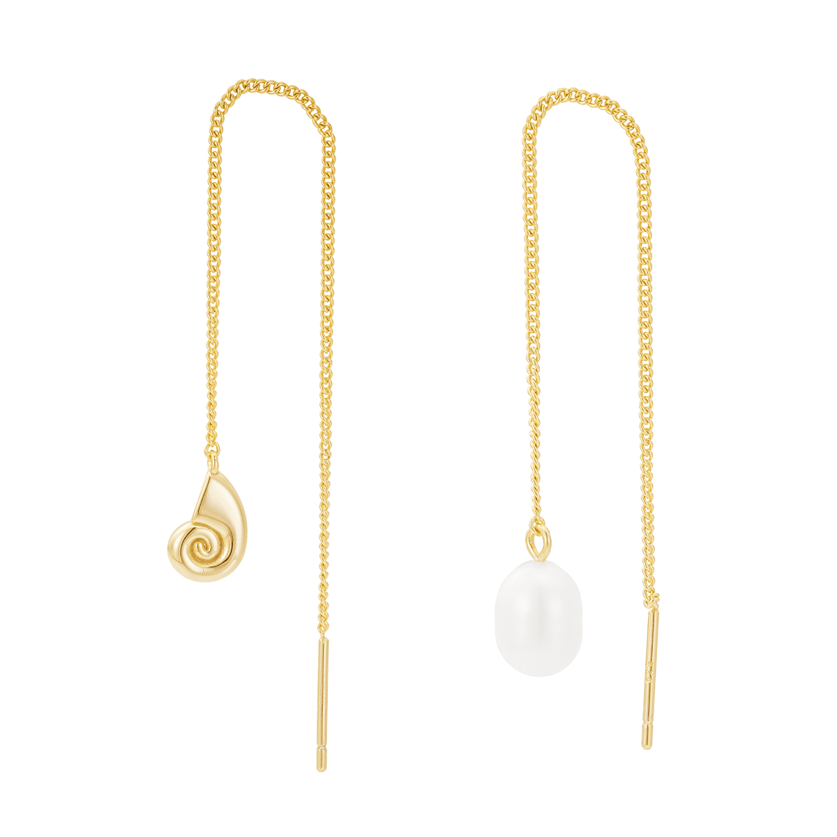 Pearl & Shell Threader Earrings