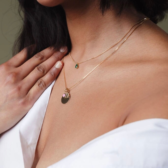 14K Gold Enamel Heart Charm