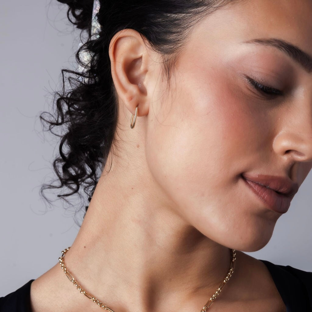 10K Yellow Gold Oval Huggie