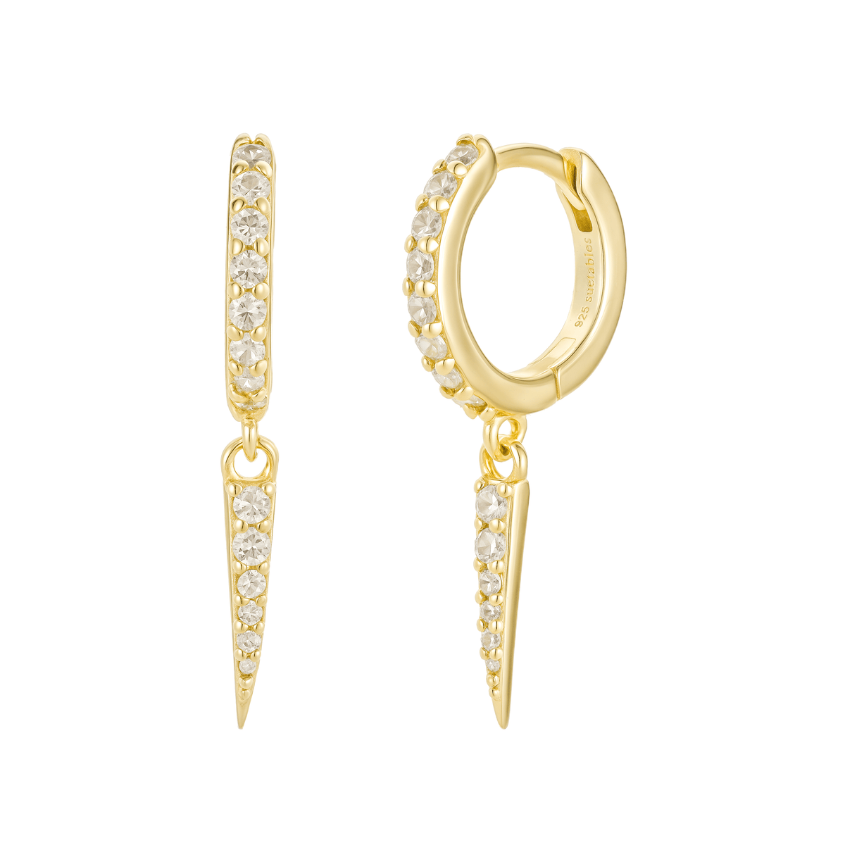 Crystal Spike Drop Huggie Hoops