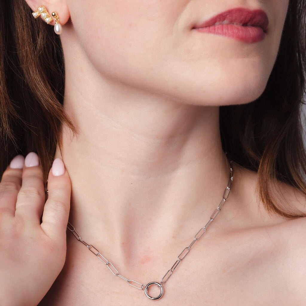 Paperclip Chain Necklace with Charm Enhancer