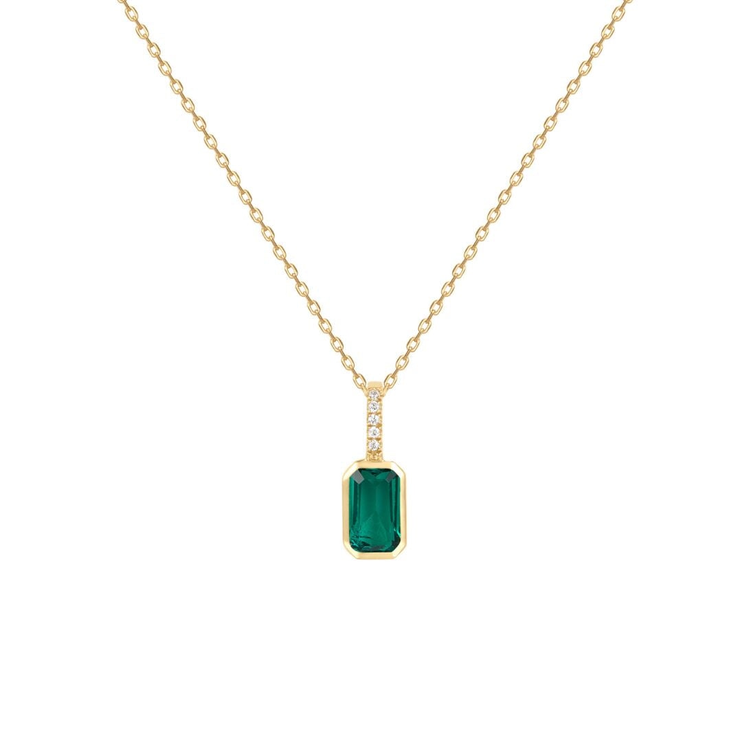 Emerald Bezel Pendant Necklace