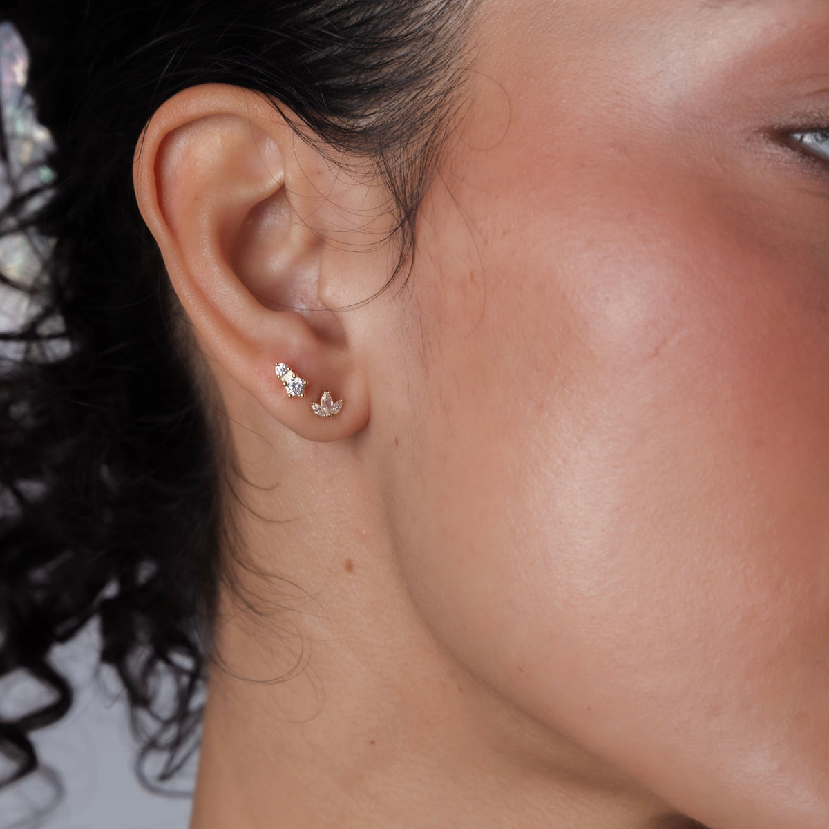 Cluster Flat Back Single Stud Earring