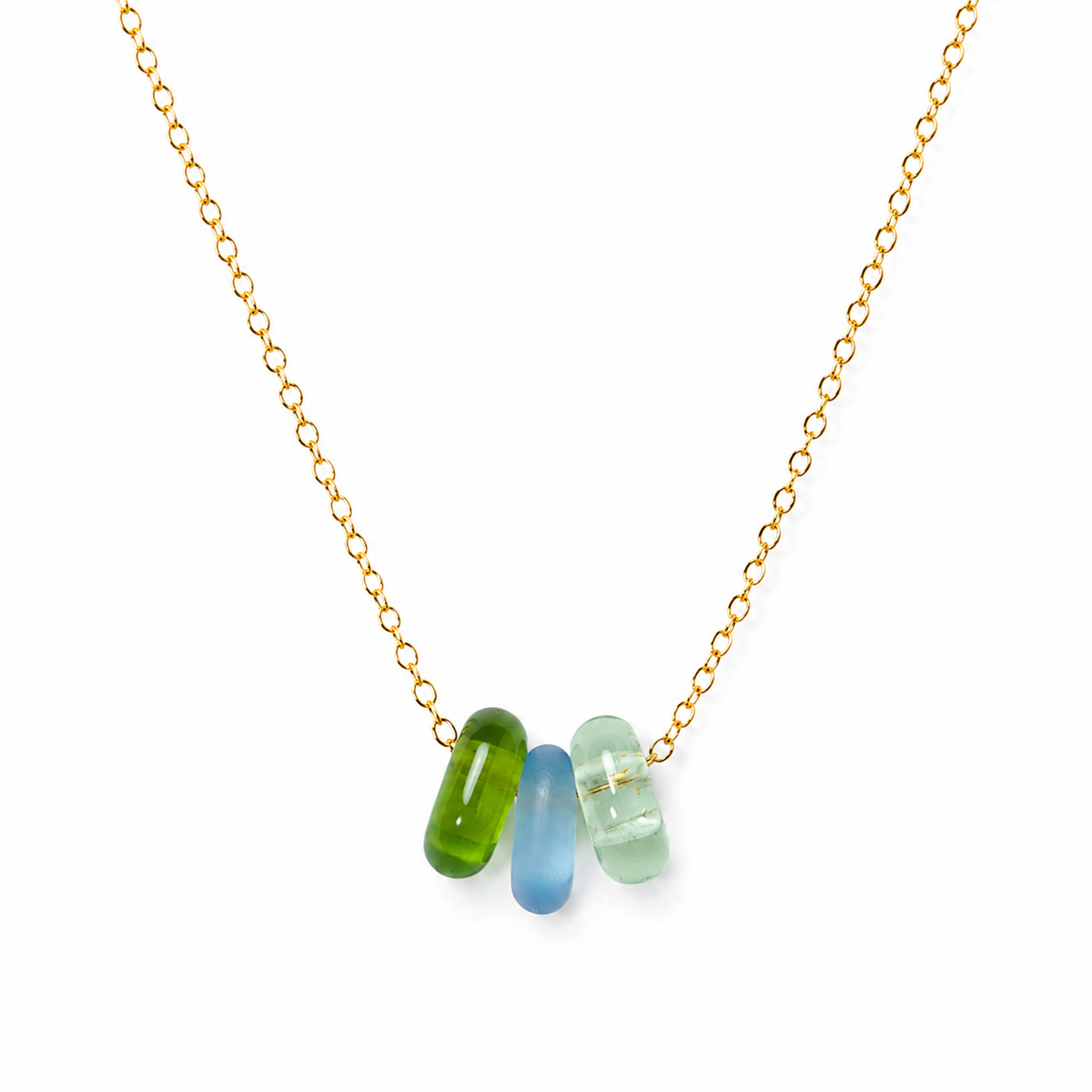 Glass Blown Beads Trio Necklace