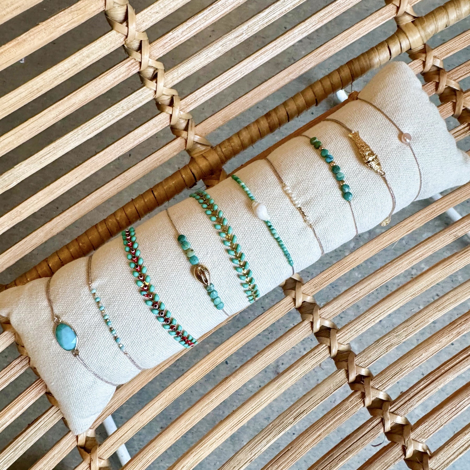 Turquoise Bezel Cord Bracelet