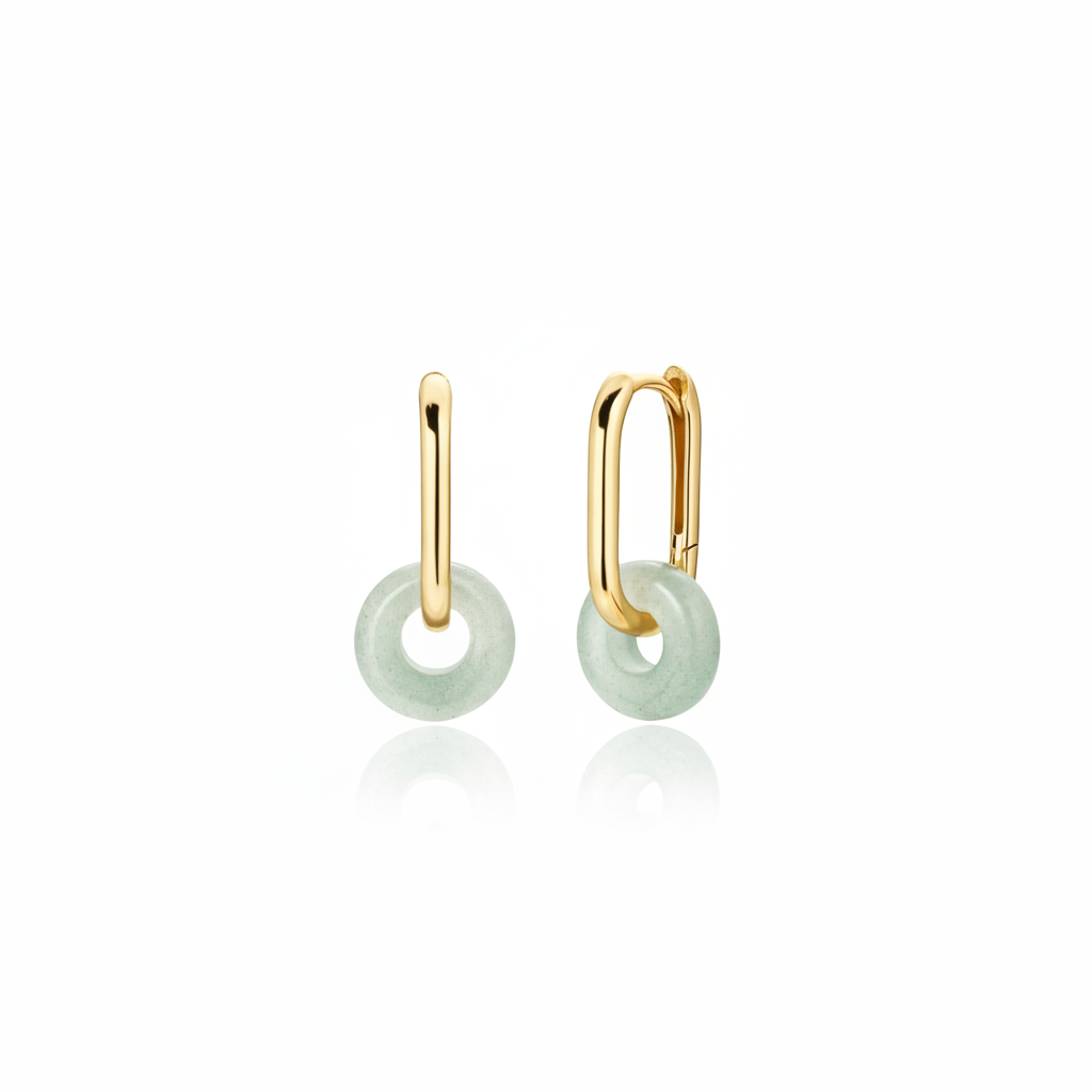 Two-In-One Gemstone Rectangle Hoops