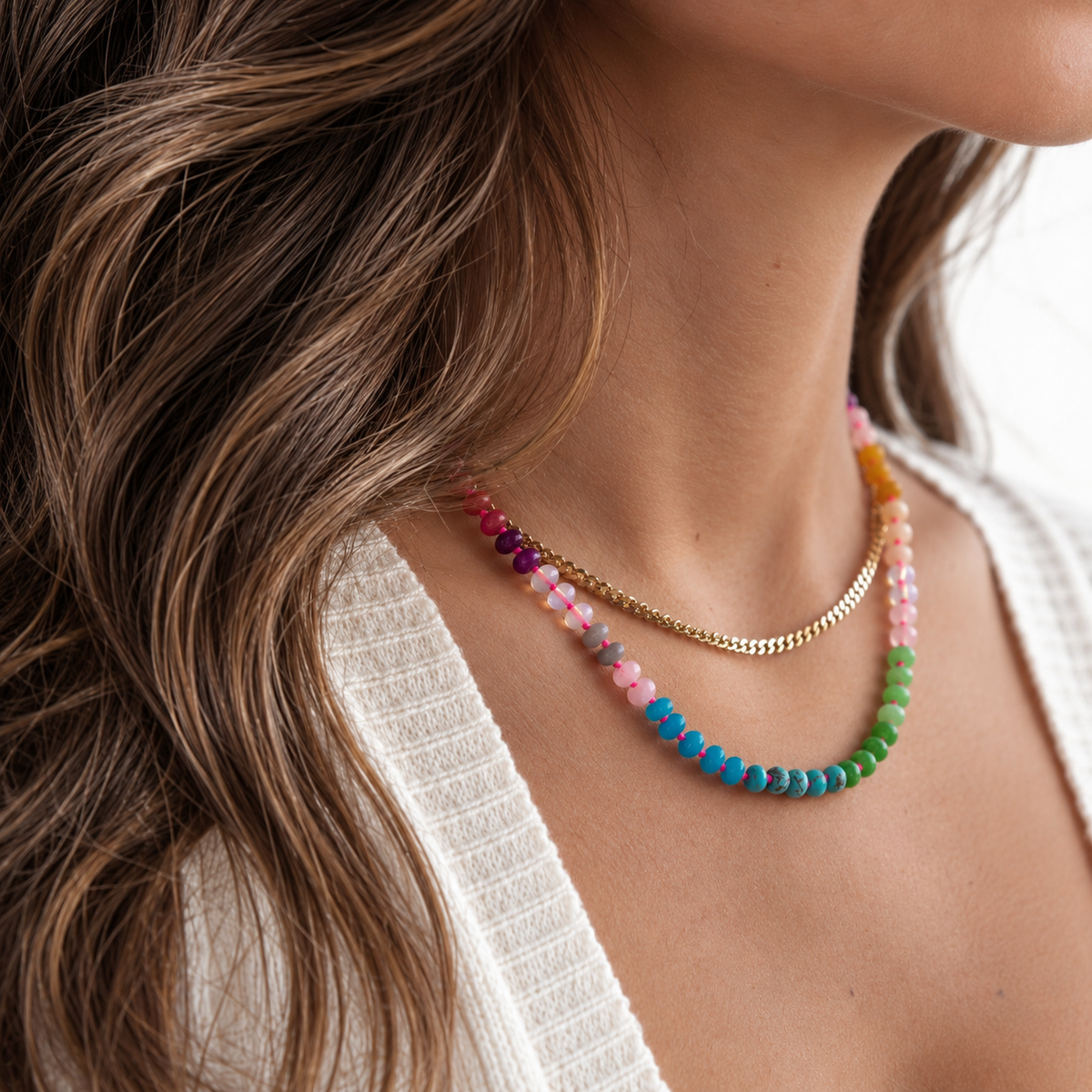 Rainbow Miranda Beaded Necklace