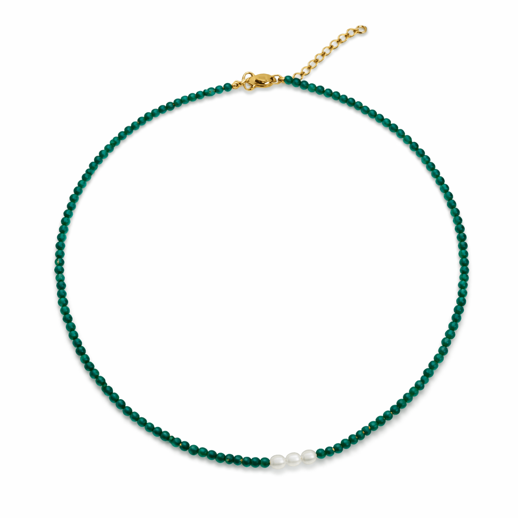 Jade Green and Pearl Necklace