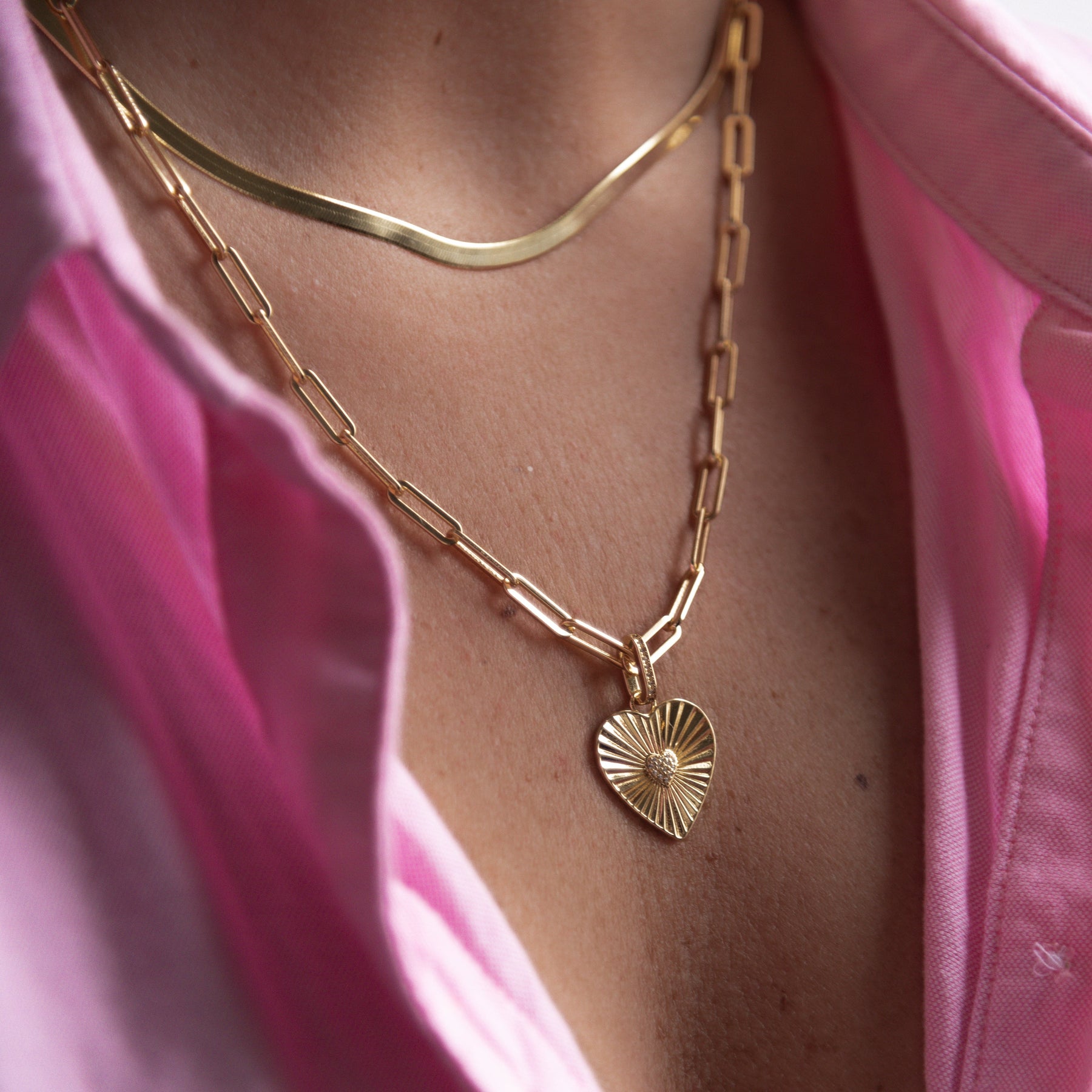 Hattie Fluted Heart Charm