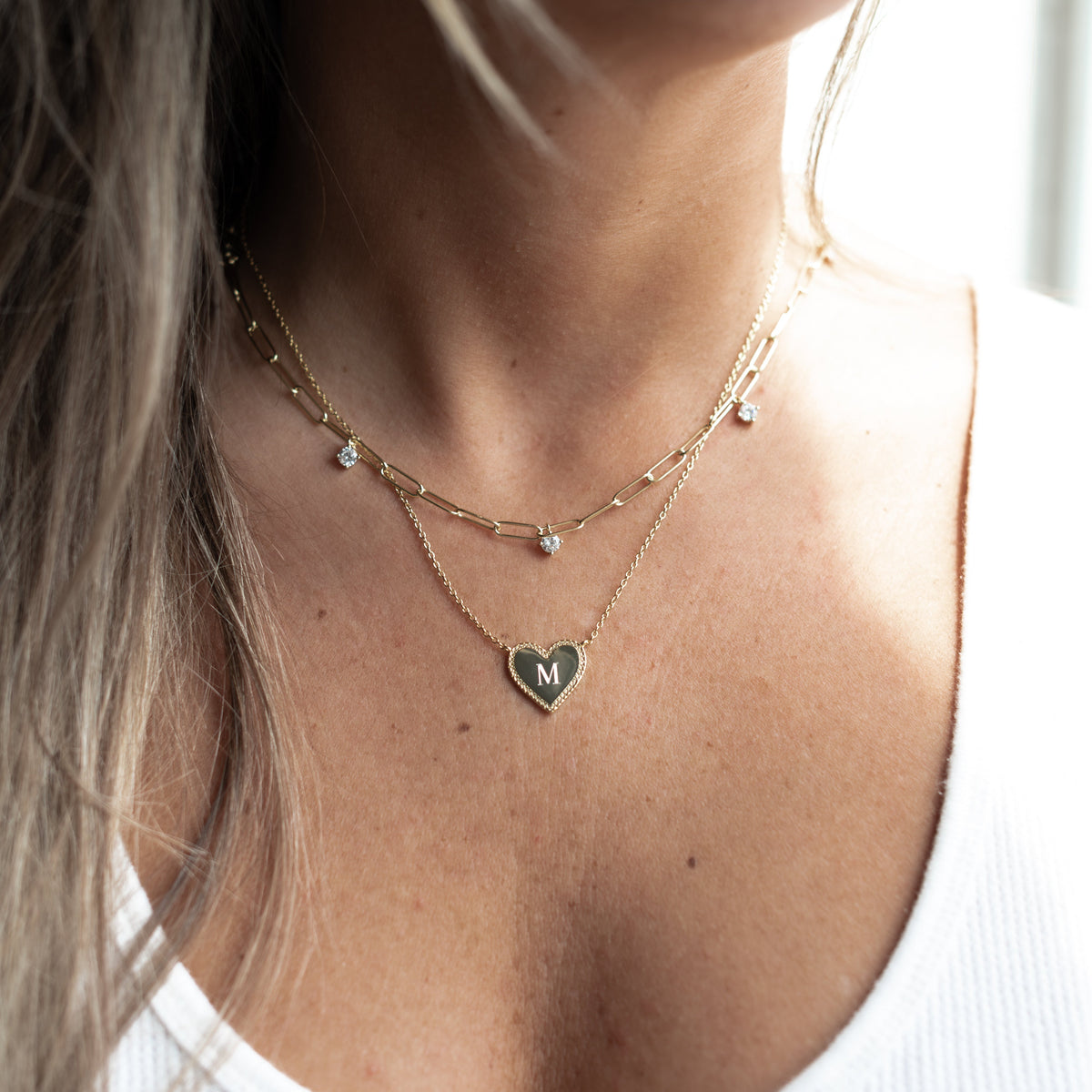 Ava Pavé Heart Necklace