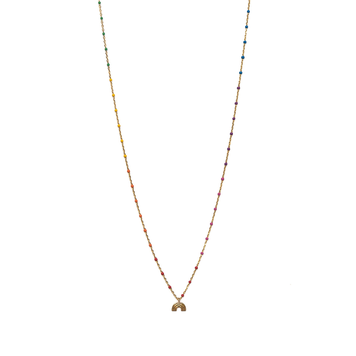 Rainbow Enamel Bead Necklace