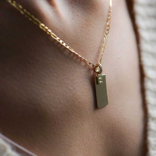 10K Gold Engravable Dog Tag Charm