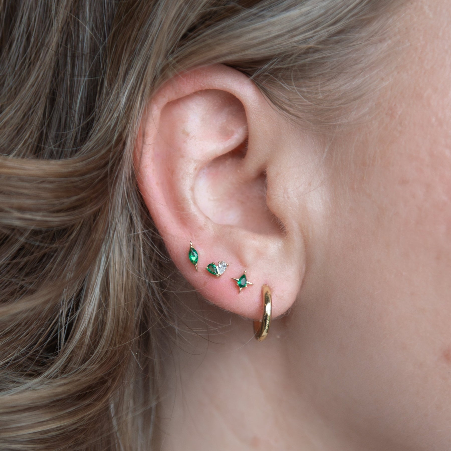 14K Gold Starburst Single Stud Earring