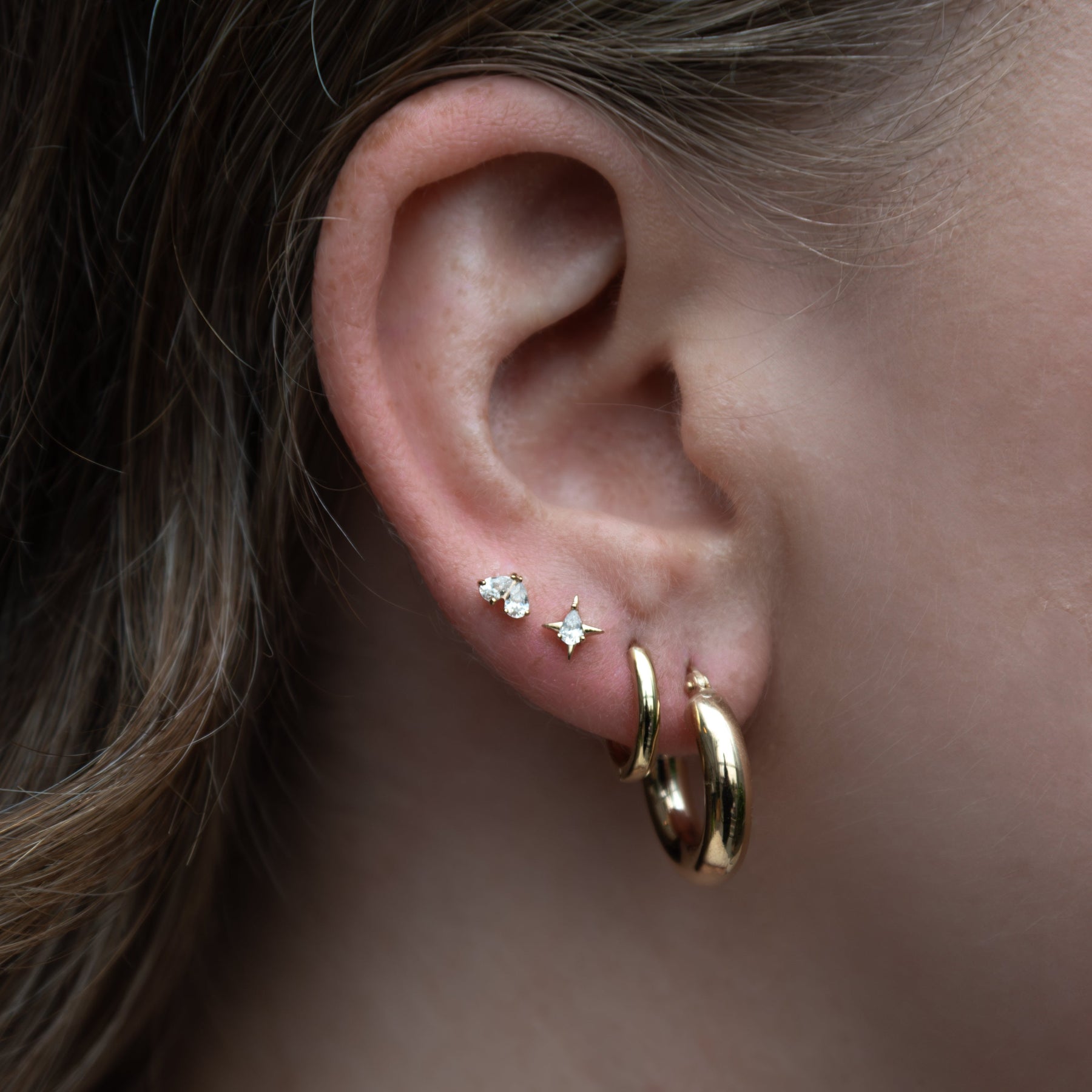 14K Gold Starburst Single Stud Earring