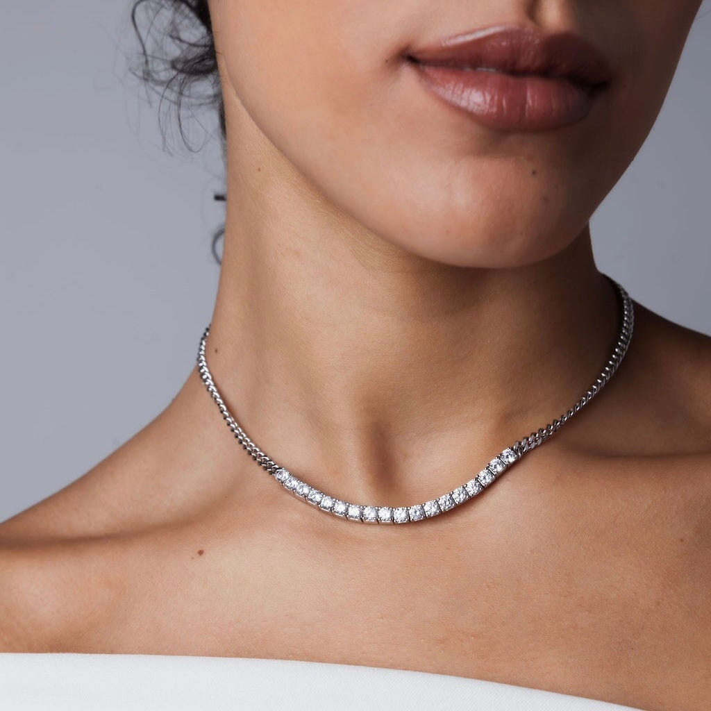 Tennis Bold Curb Necklace