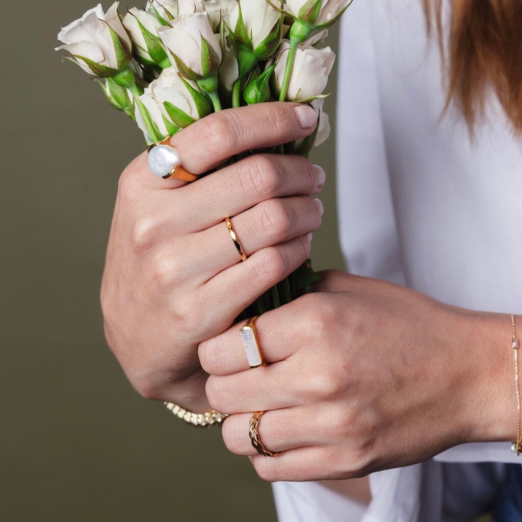 Geam Gemstone Bar Ring