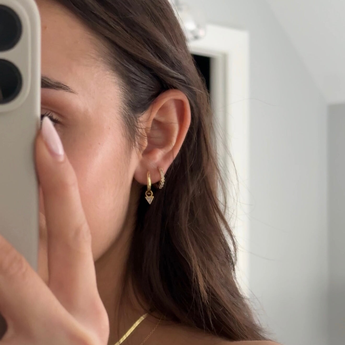Sparkly Triangle Cut Hoop Charm