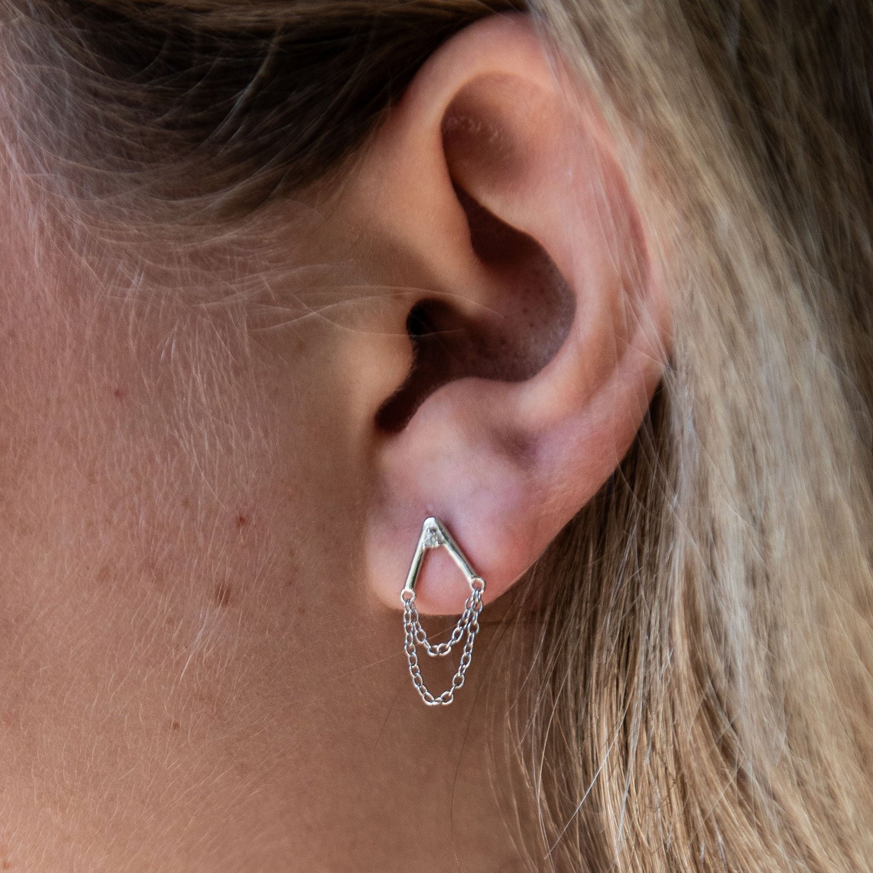 Chain Drop Stud Earrings