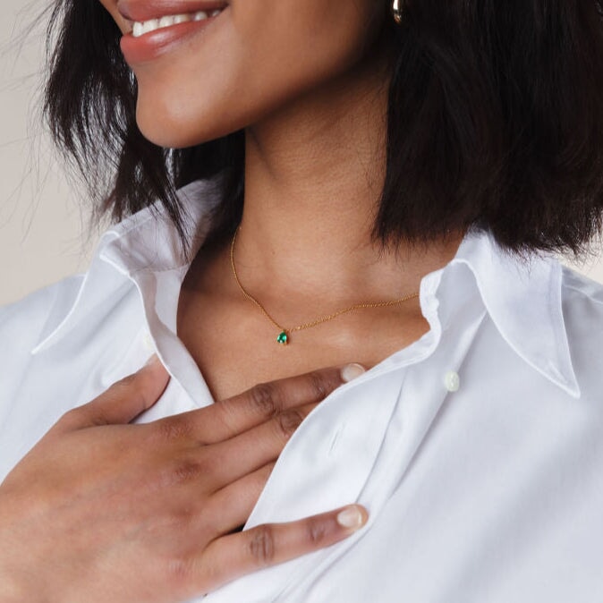 Pear Shape Emerald Drop Choker