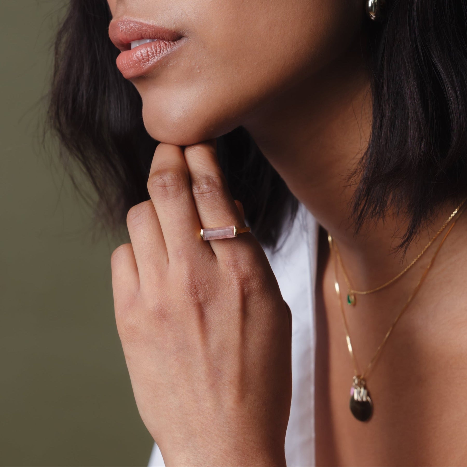 Geam Gemstone Bar Ring