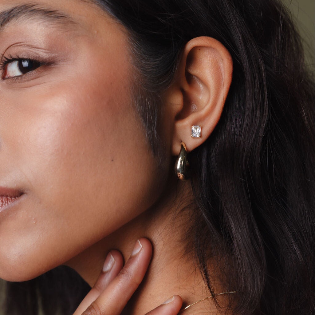Emerald Cut Stud Earrings