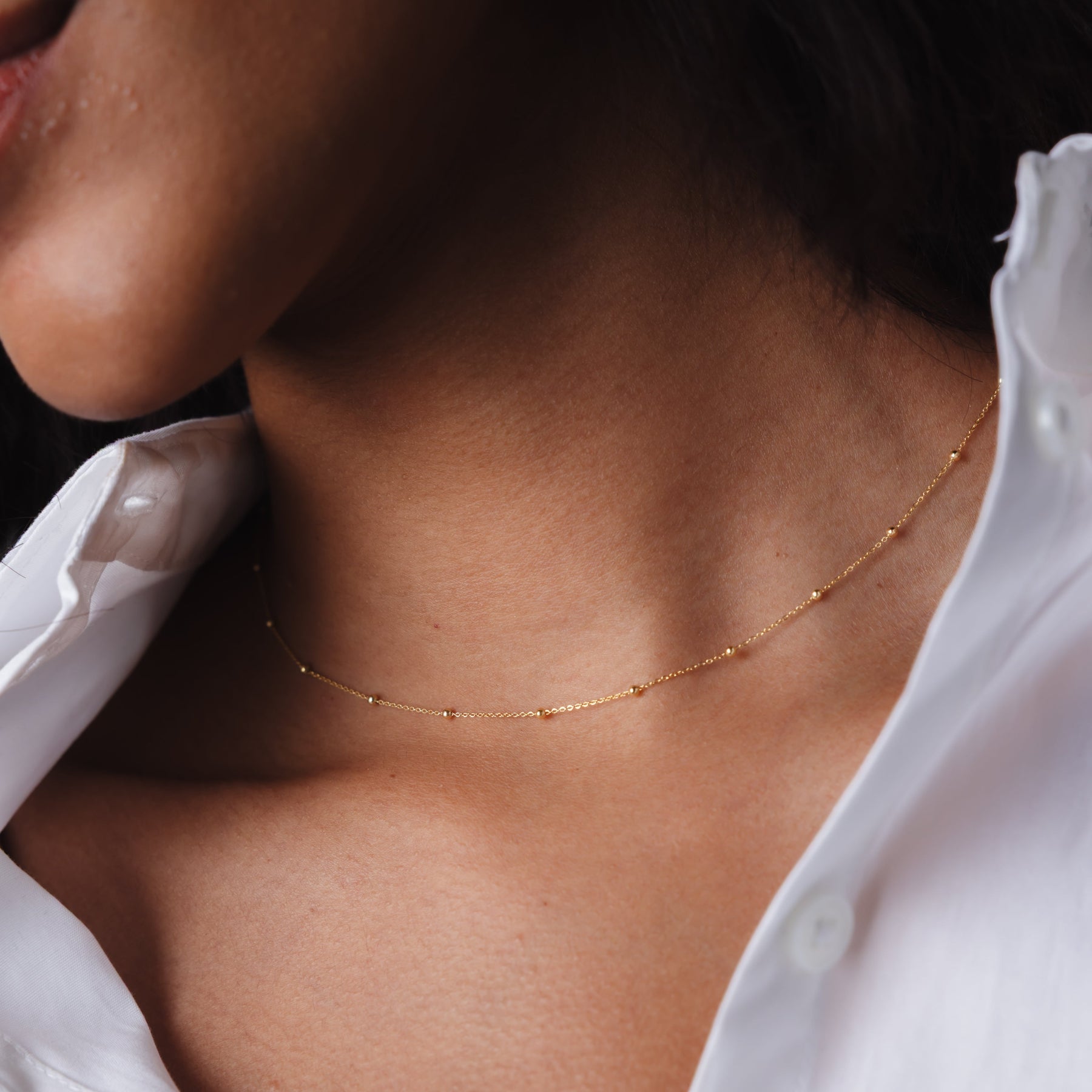 14K Gold Satellite Ball Choker