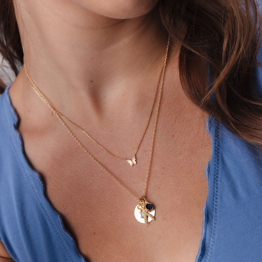 Fluted Butterfly Pendant Necklace
