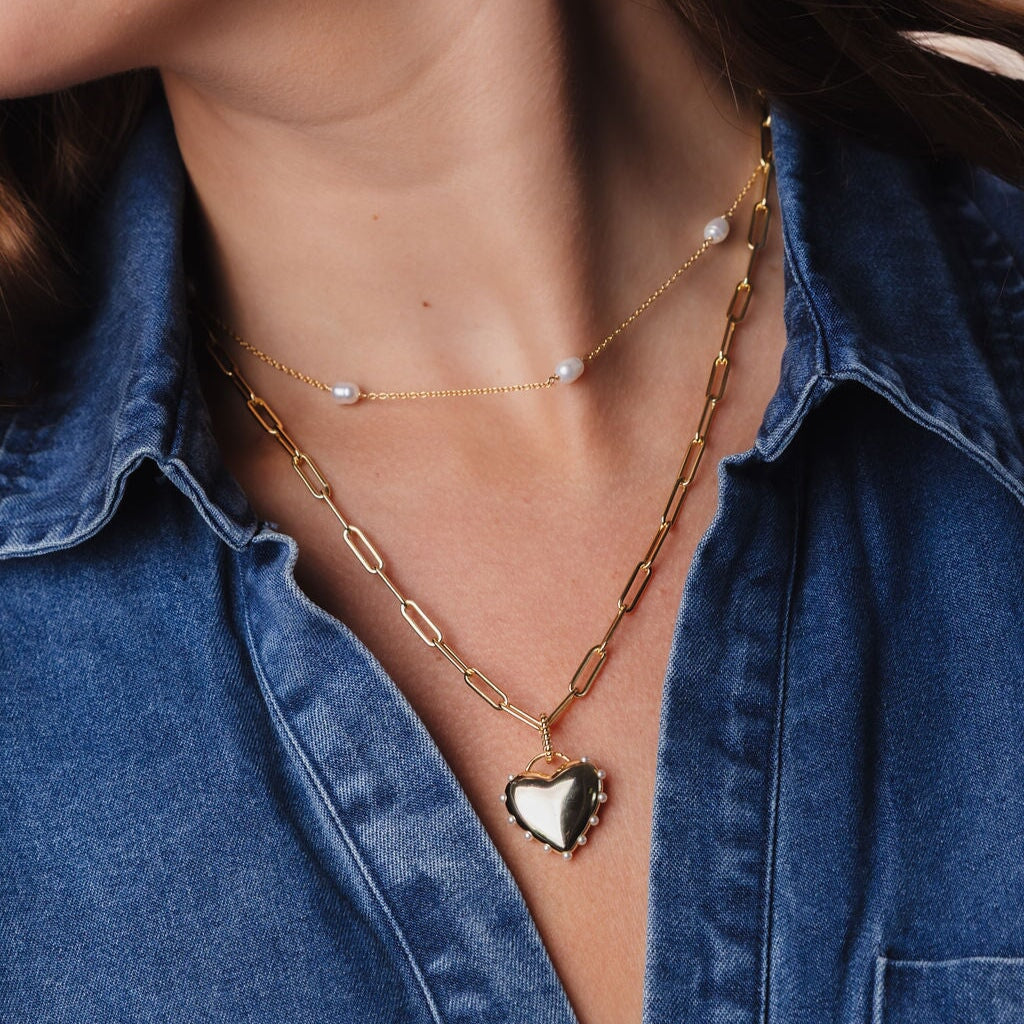 Pearl Studded Heart Charm