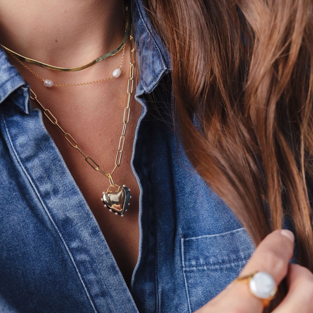 Pearl Studded Heart Charm