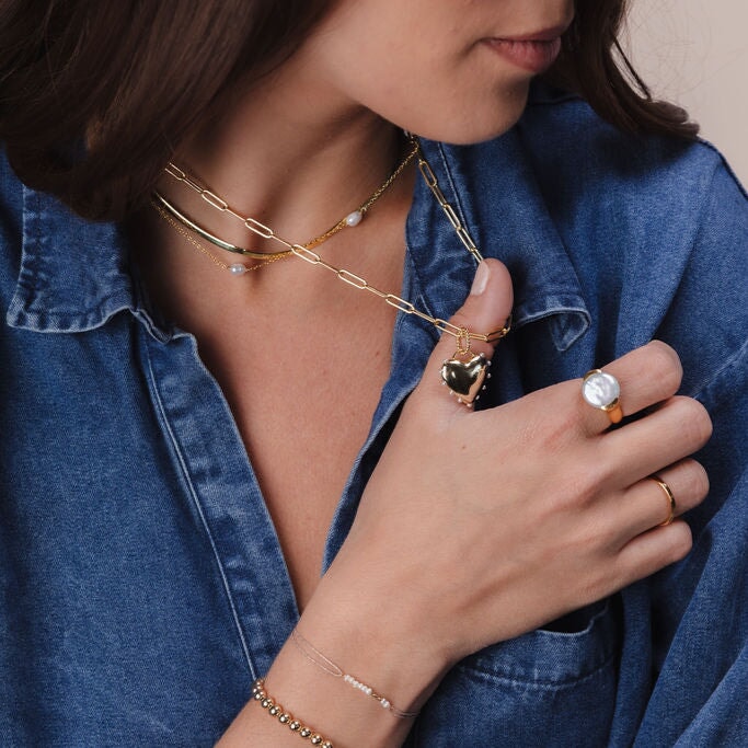 Pearl Studded Heart Charm
