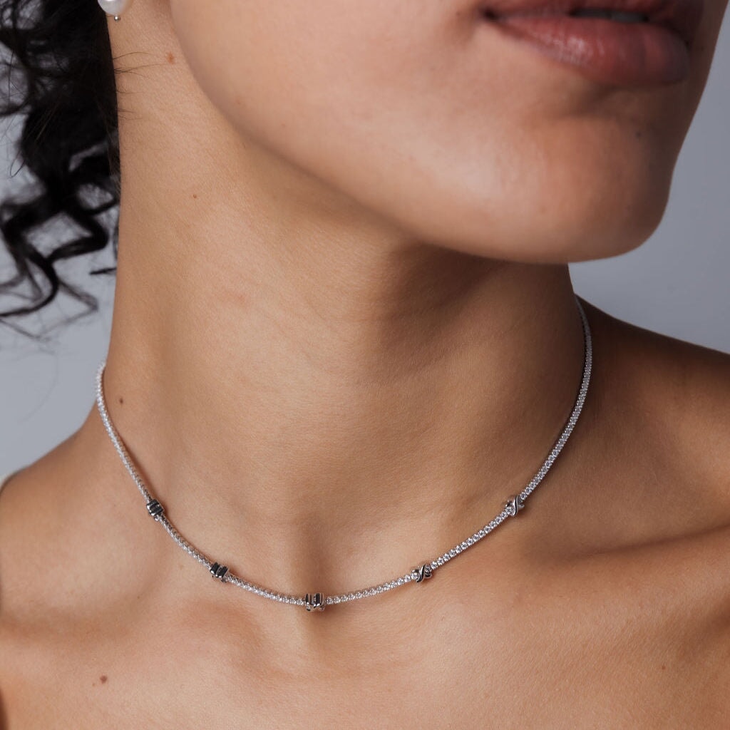 Elegant Satellite Tennis Necklace