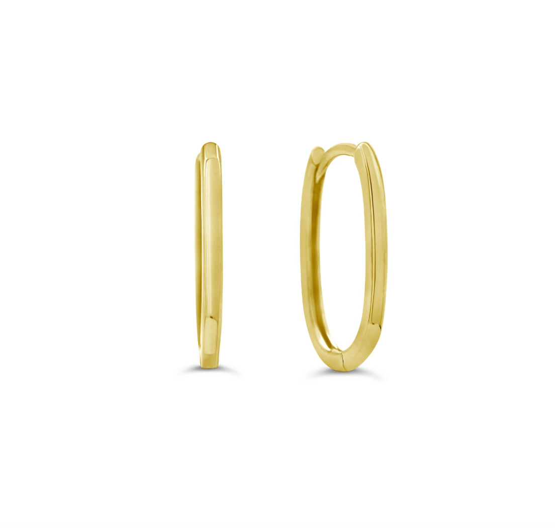 10K Yellow Gold Oval Huggie