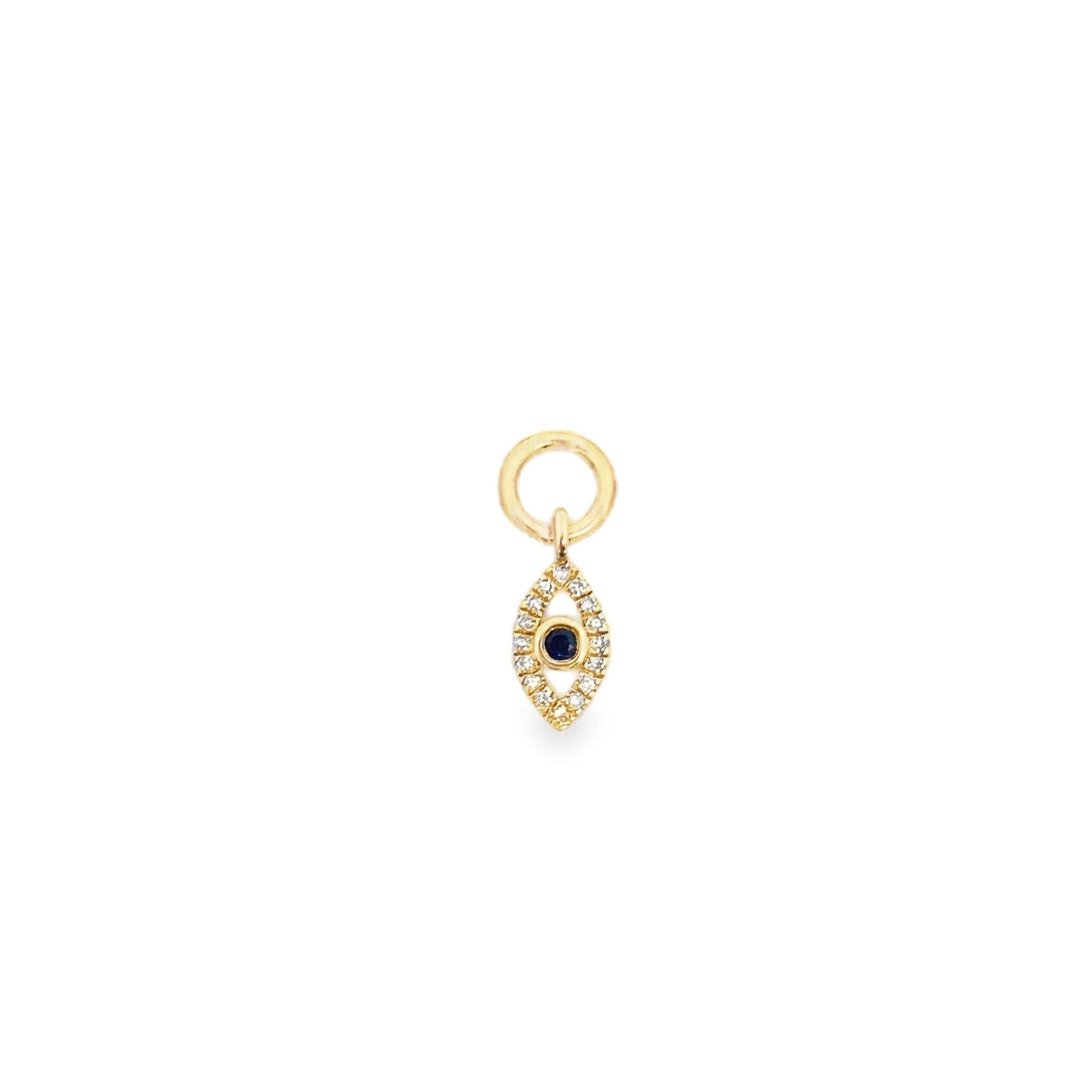 14K Gold Diamond Evil Eye Charm