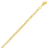 10K Trombone Mixed Link Chain Bracelet