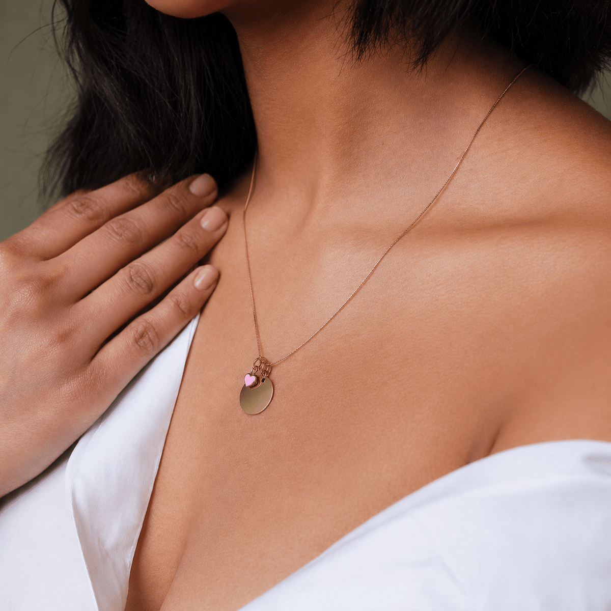 10K Gold Engravable Large Round Charm