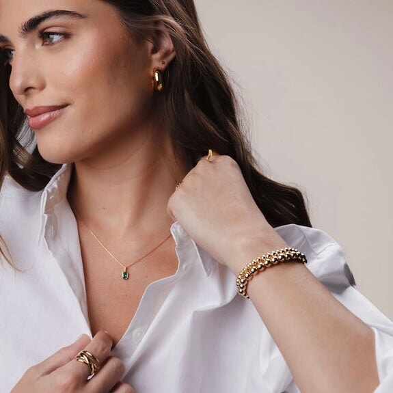 layered gold filled ball bracelets