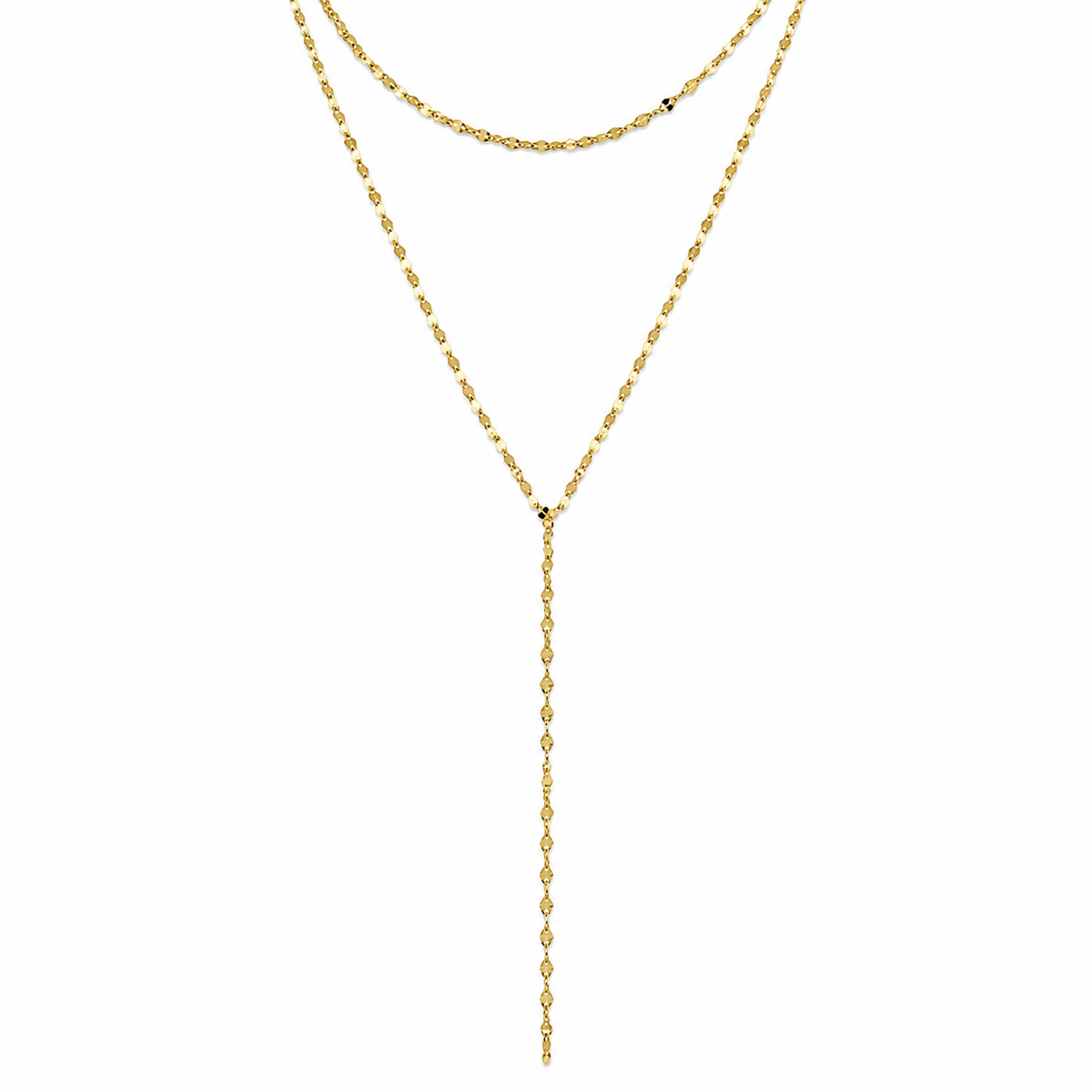 shimmery gold lariat chain