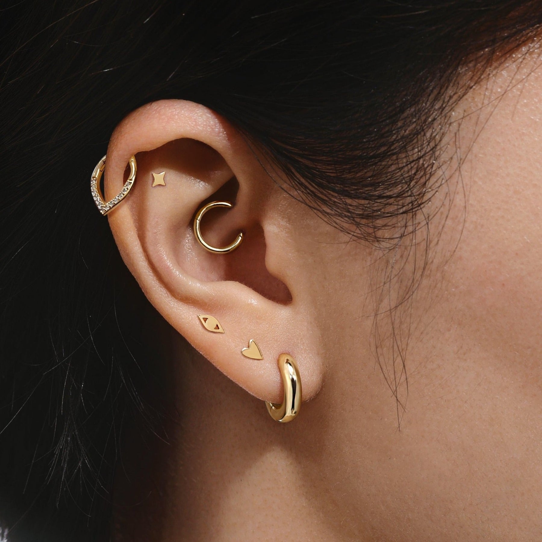 14K Gold Tabitha Cartilage Clicker Huggie
