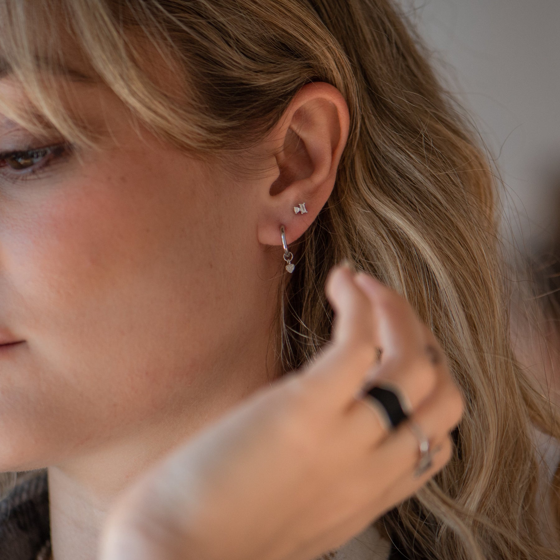 Taylor Single Tiny Hoop with Charm
