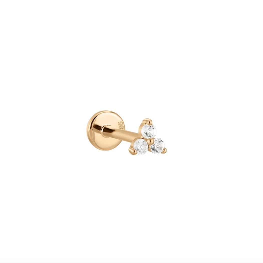 14K Gold Rosie White Sapphire Mini Trio Stud