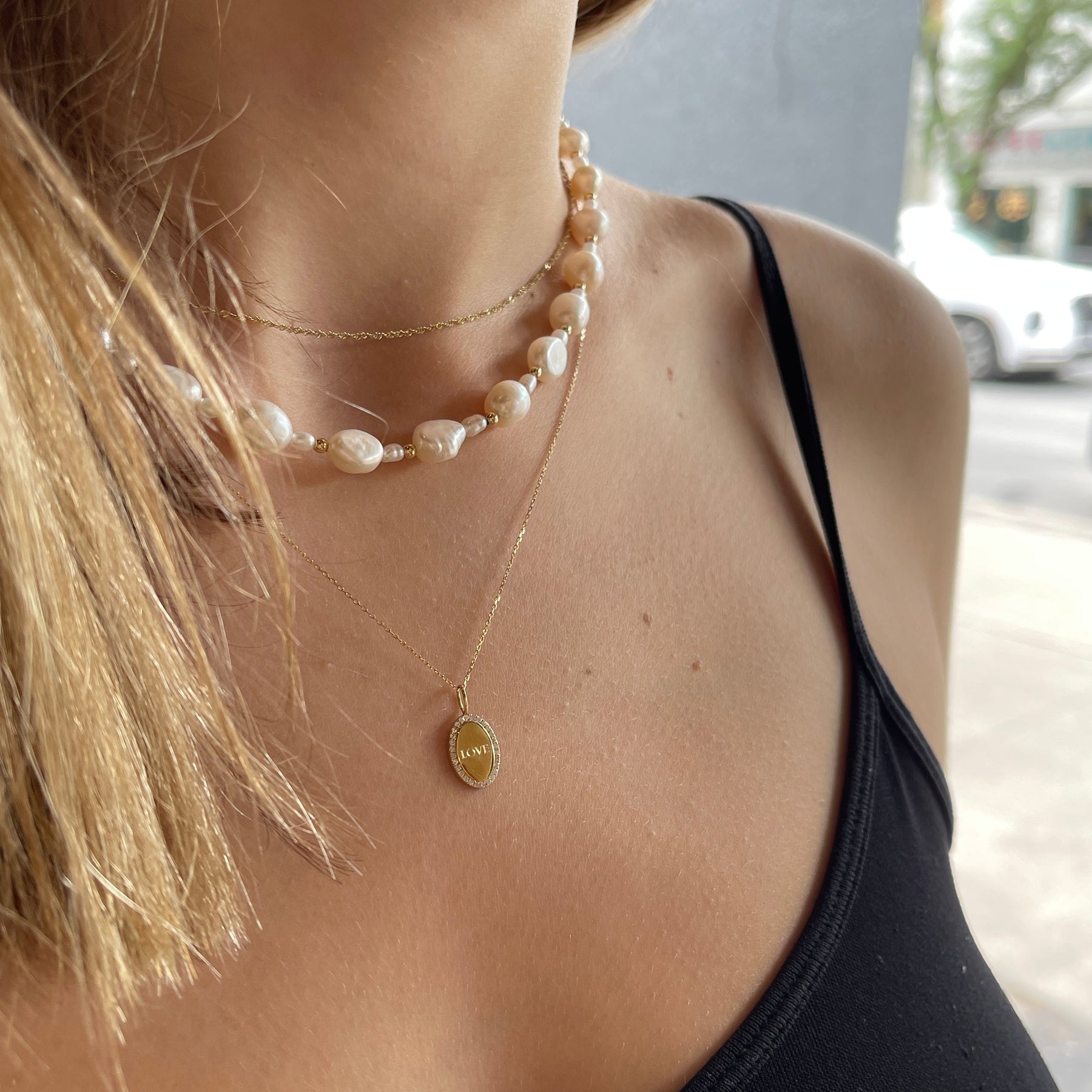 14K Gold Diamond Oval Necklace*