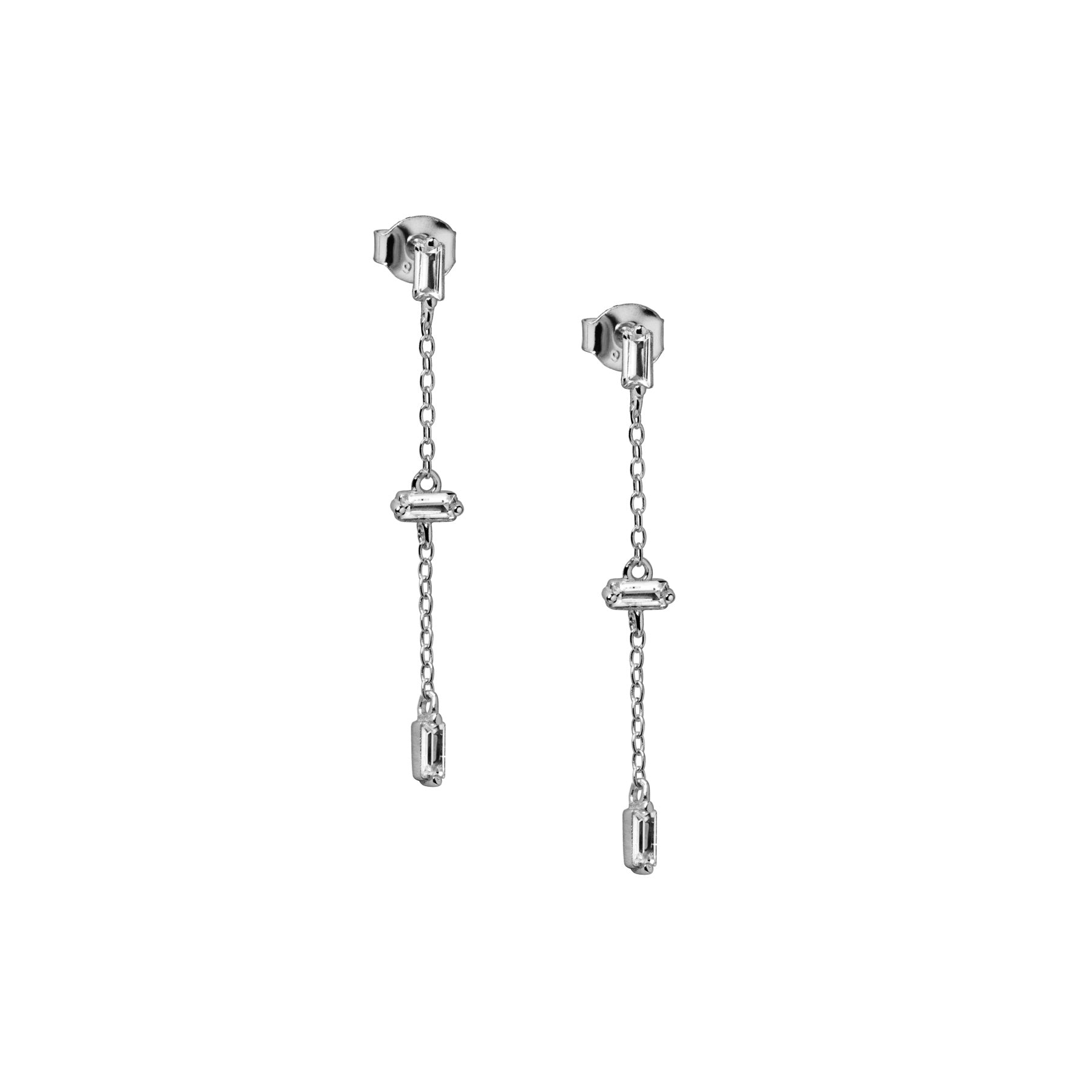 Brooke Baguette Chain Drop Studs*