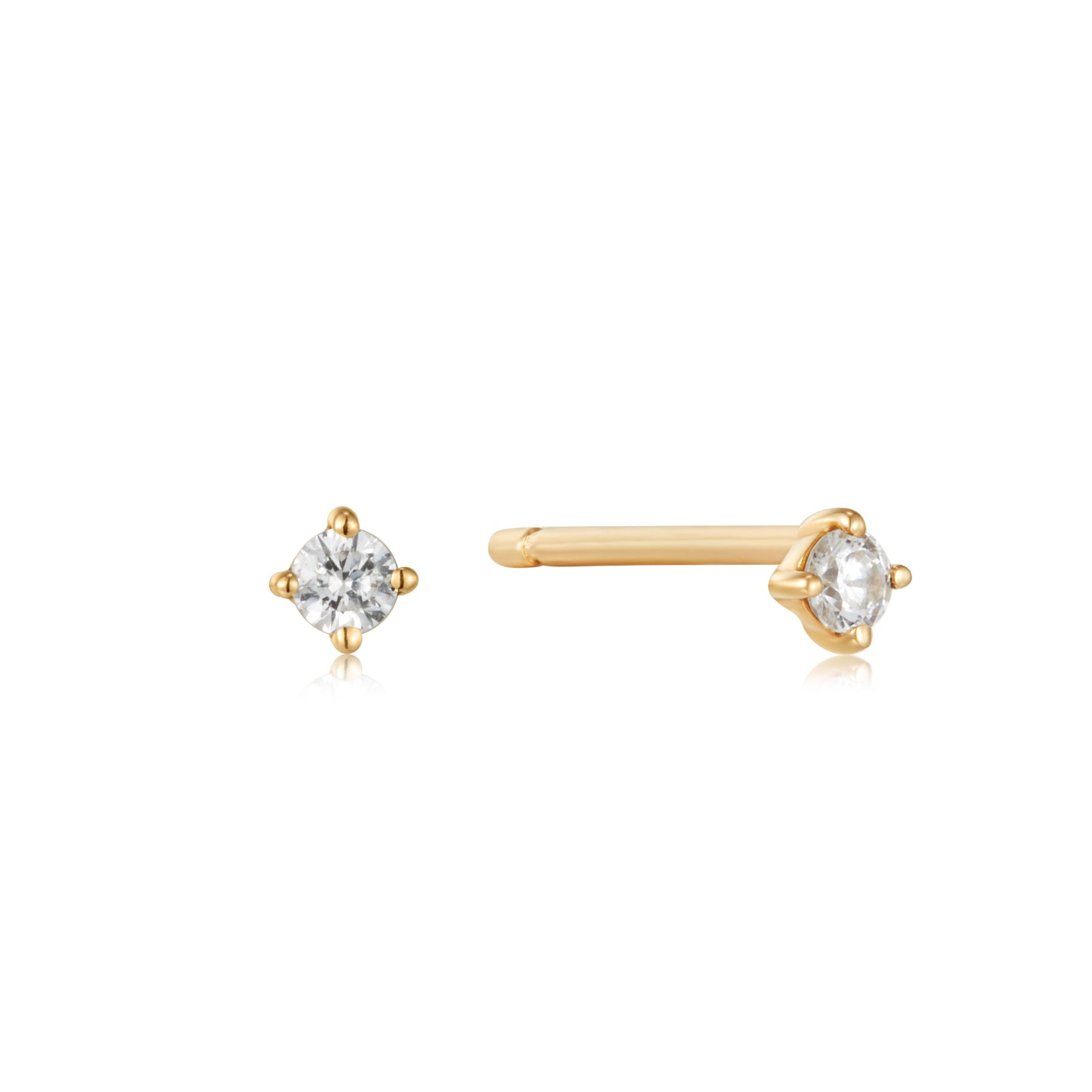 14K Gold Round Diamond Single Stud