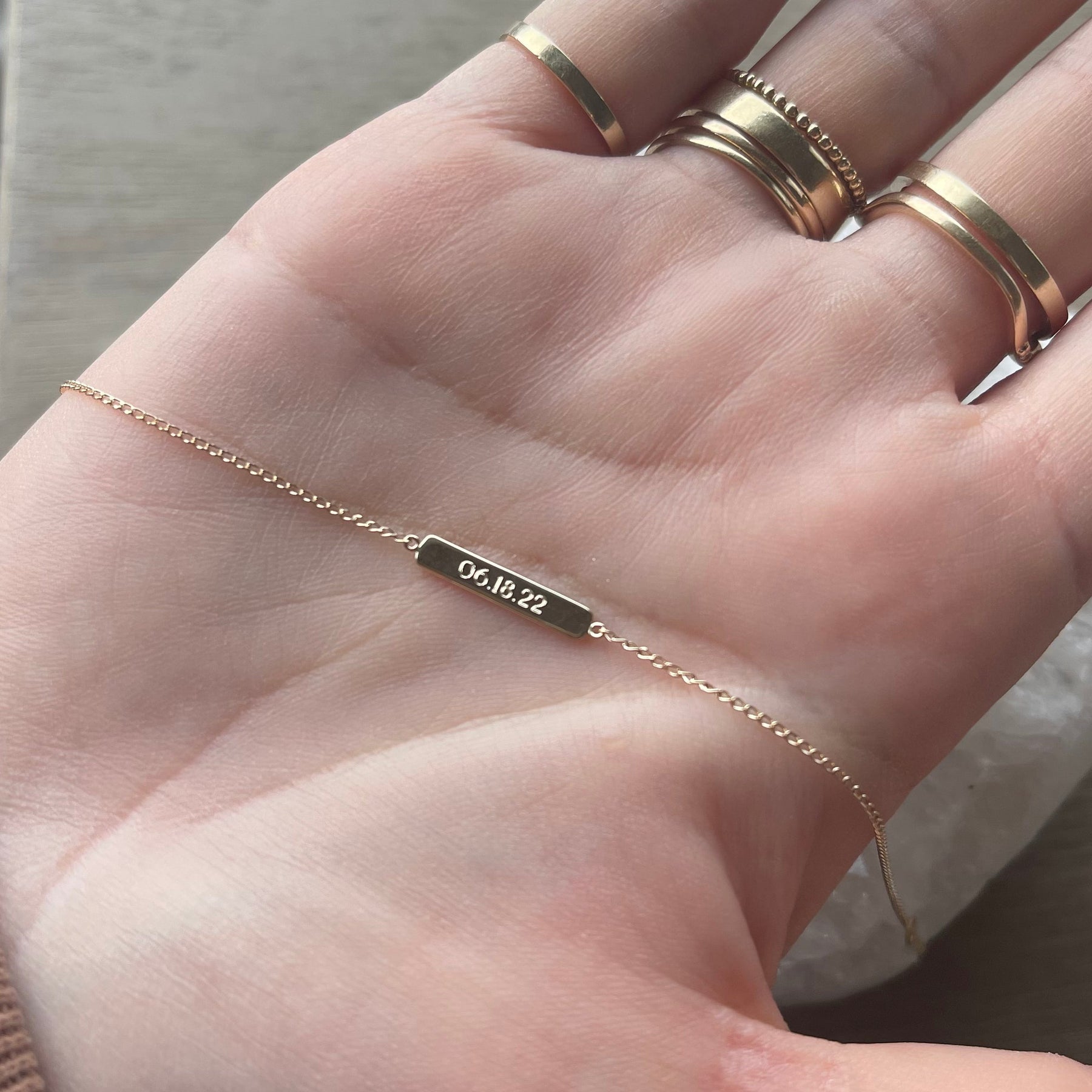 14k Gold Mimi Tiny Bar Bracelet