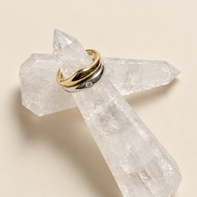 Organic Stacking Ring with Single Stone