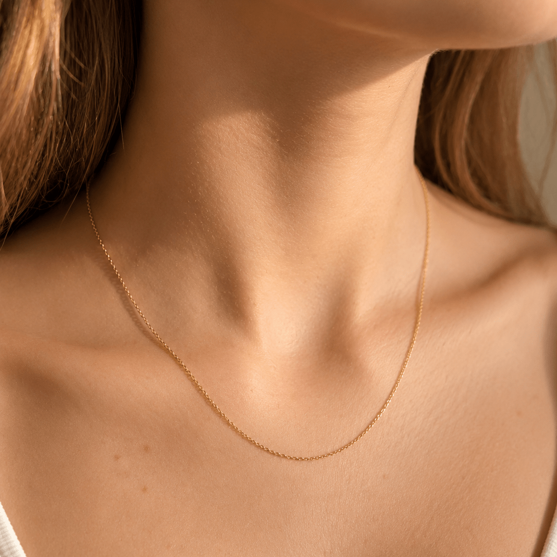 Italian Solid Whisper Rolo 10K Chain